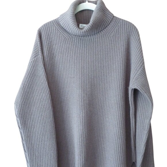 Nordstrom Wool & Cashmere Rib Turtleneck Sweater (Grey Plum) Size Medium, EUC - Picture 1 of 10